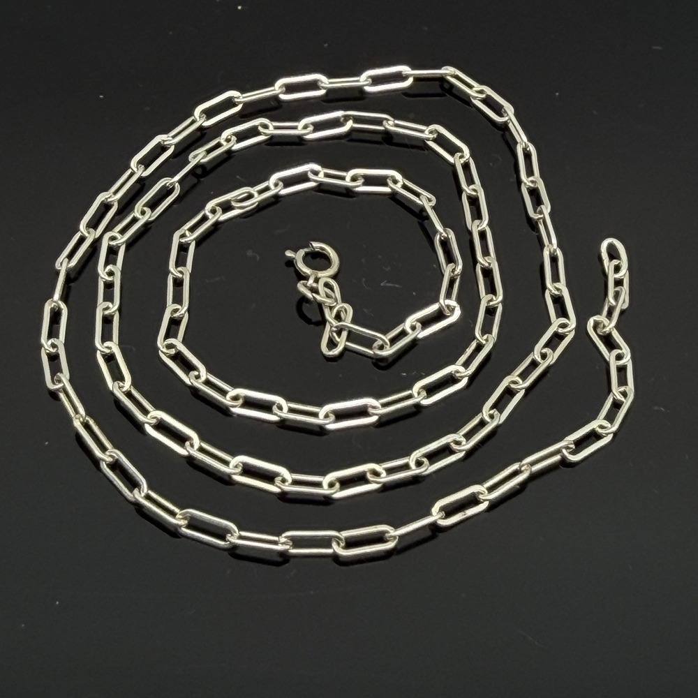 925 Sterling Silver Paperclip Chain Necklace 20" Unisex Men Women